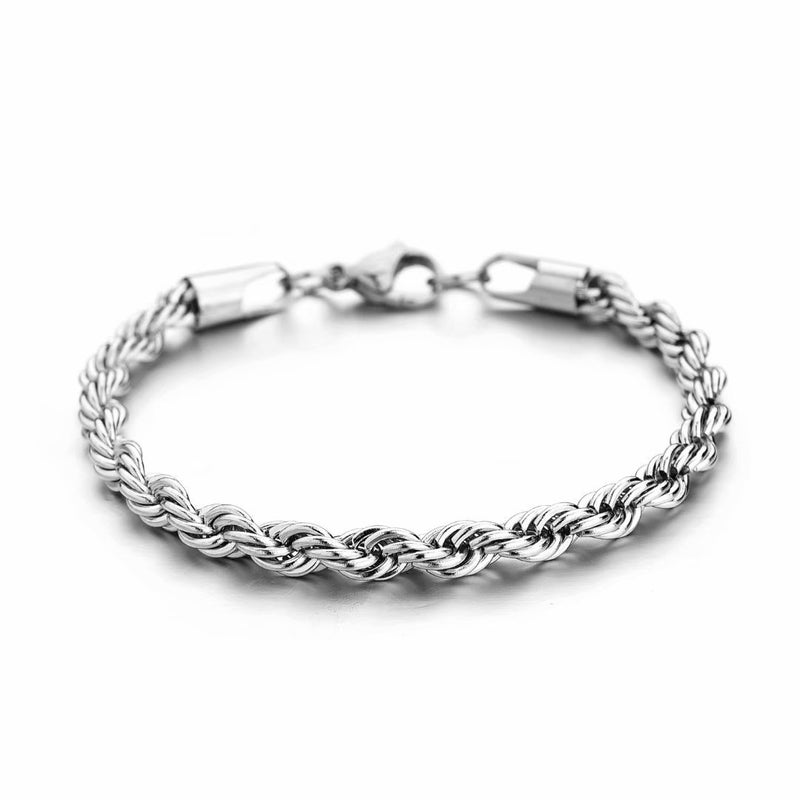 HolyFast Twist Chain Bracelets 4 mm 9 Inches - Stainless Steel Rope Jewelry for Men & Women - Image 1